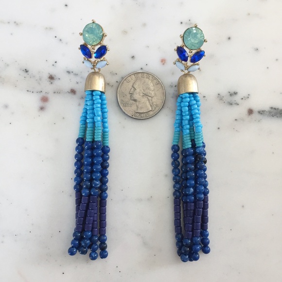 🆑 "Tuula" Earrings || Blue Tassel Statement - Picture 5 of 10